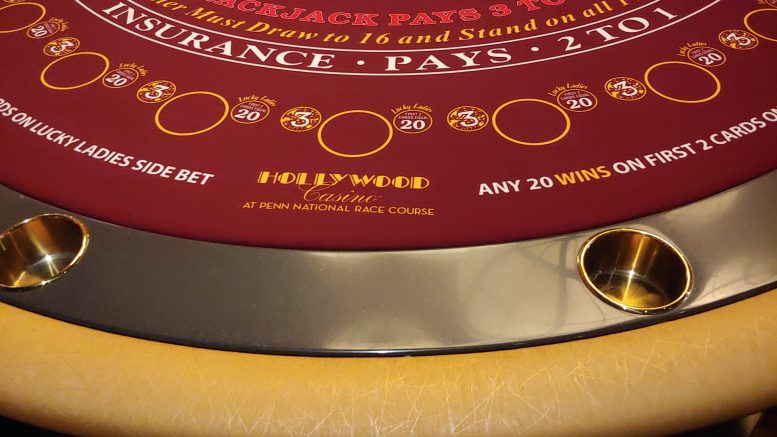 Blackjack table game at Hollywood Casino at Penn National Race Course in Pennsylvania