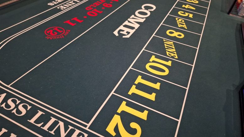 A crapless craps table game felt at Green Valley Ranch Casino in Henderson, Nevada.