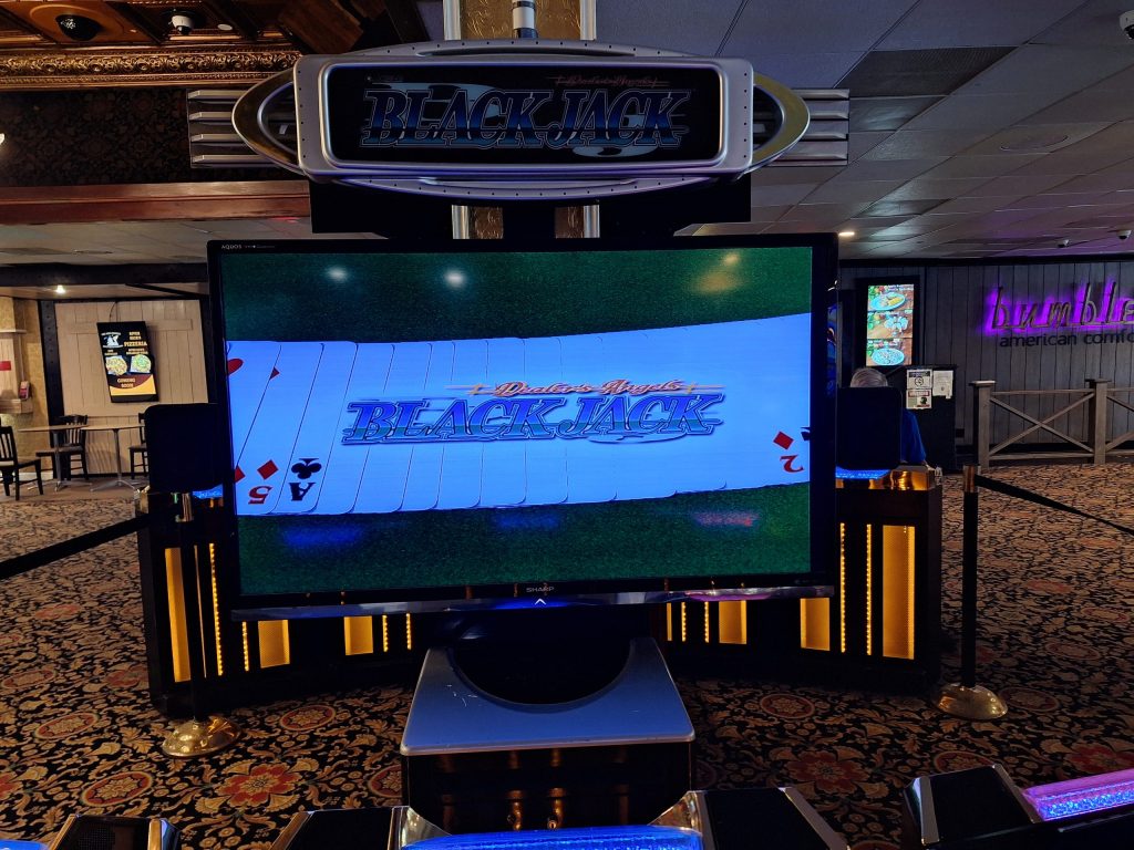 Pioneer DA BJ Laughlin • US Casino Advantage Dealer's Angel Blackjack machine inside Pioneer Casino in Laughlin, Nevada.