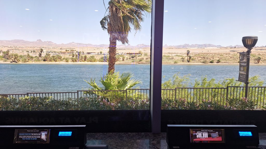 Aquarius VP Bar View Laughlin • US Casino Advantage View of the Colorado River from the video poker bar inside Aquarius Casino in Laughlin, Nevada.